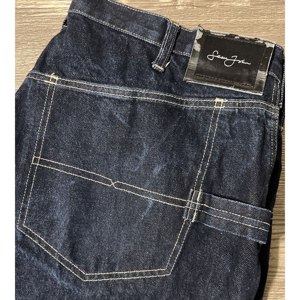 Sean John Baggy Wide Leg Y2K Loose Fit Skater Dark Wash Blue Jeans Size 40x33